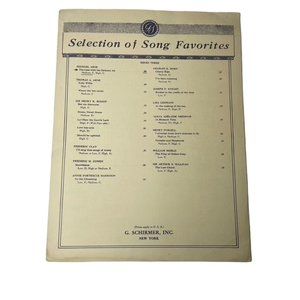 1928 G Schirmer Selection of Song Favorites Vintage Sheet Music u